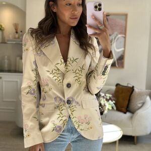 Dolce & Gabbana Beige Colored Floral Blazer Sz 42 IT/6 US